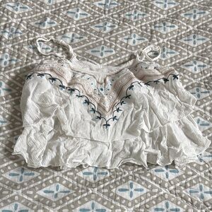 Embroidered White Women's Top